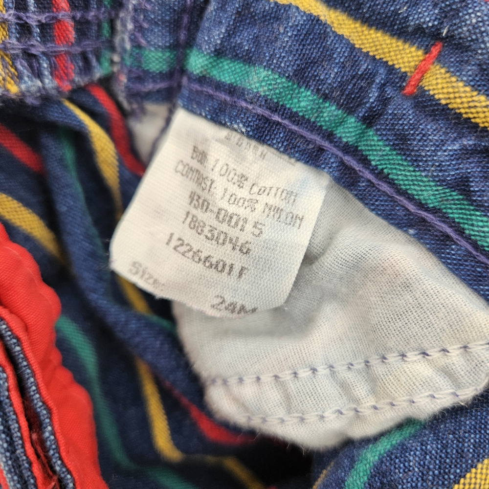 Vintage OshKosh B'gosh Primary Striped Suspenders Overalls 24M photo 3
