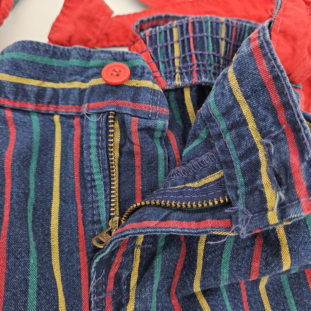 Vintage OshKosh B'gosh Primary Striped Suspenders Overalls 24M photo 5