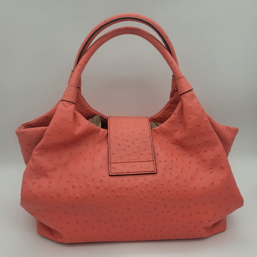 Kate Spade Coral Ostrich-Embossed Top-Handle Tote photo 3