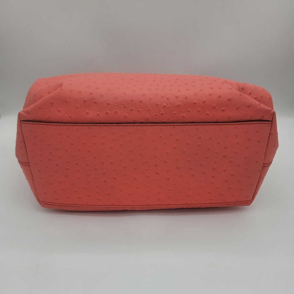 Kate Spade Coral Ostrich-Embossed Top-Handle Tote photo 4