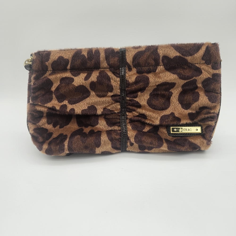 Relic Leopard-Print Faux Fur Wristlet Clutch in Brown and Dark Brown