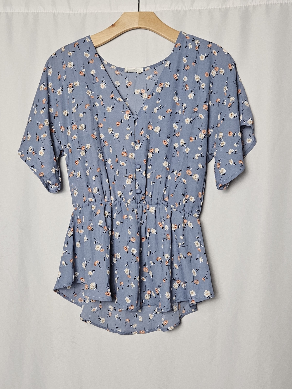 Sienna Sky Blue Floral Peplum Blouse
