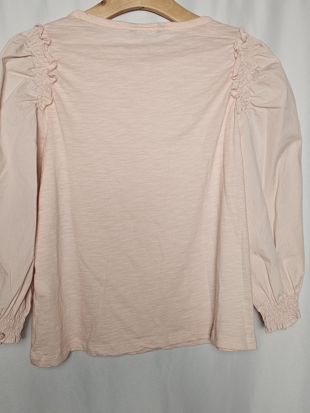 Banana Republic Light Pink Long Sleeve Ruched Shoulder Top photo 3