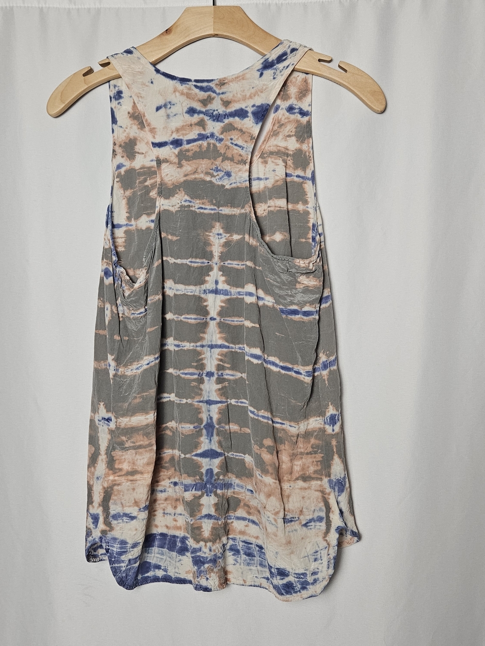 Cynthia Rowley Tie-Dye Scoop Neck Tank in Blue, Gray & Peach photo 4