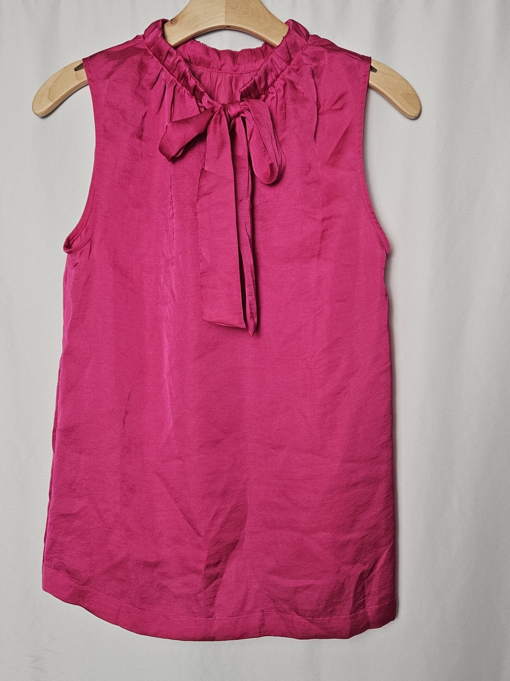Ann Taylor Hot Pink Ruffle Neck Tie-Back Sleeveless Camisole photo 4