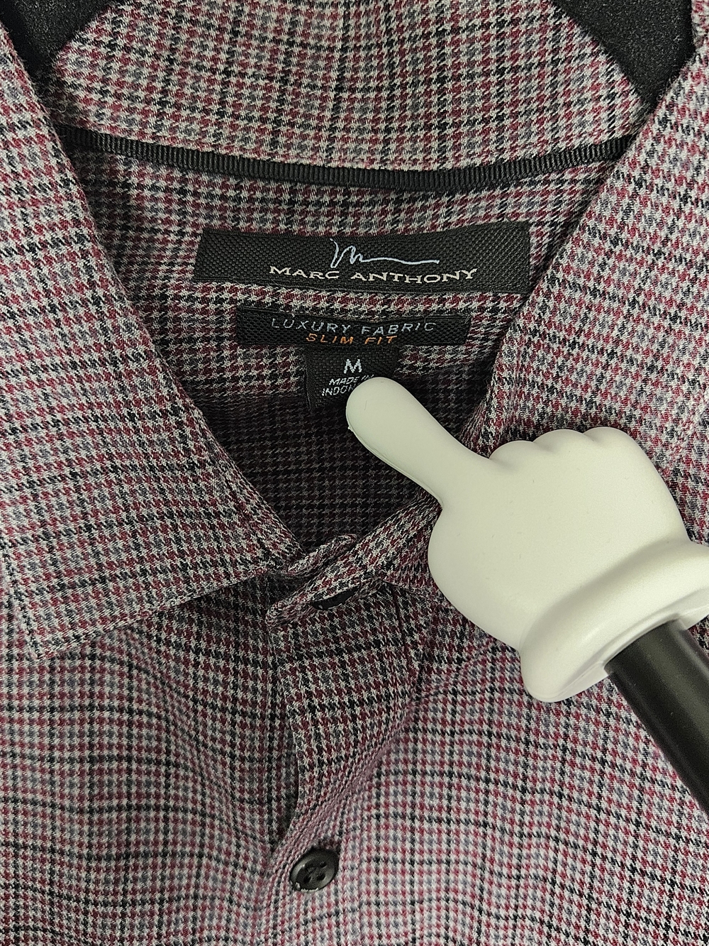 Marc Anthony Men's Burgundy Micro-Check Button-Up Shirt Size Medium photo 2