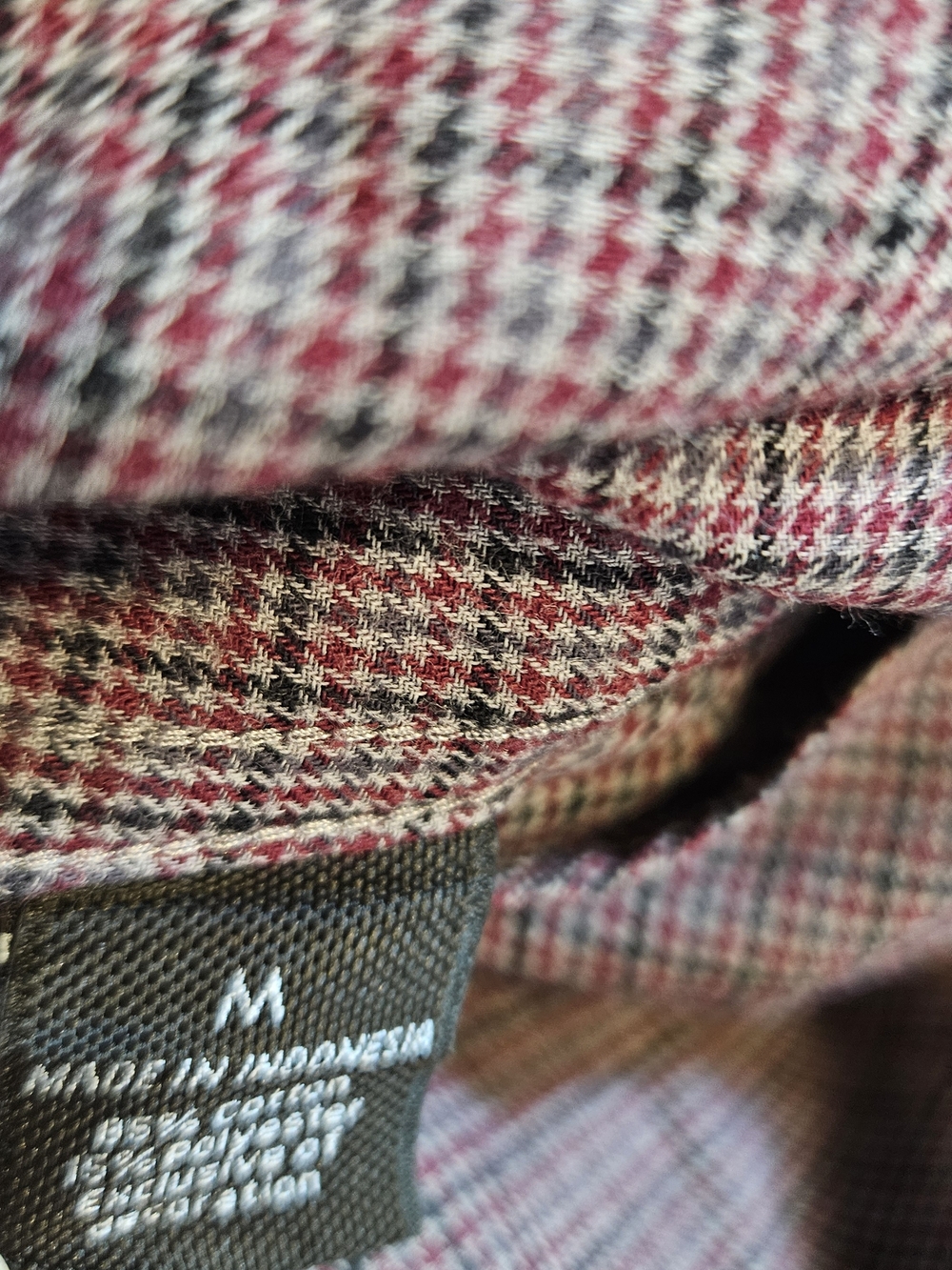 Marc Anthony Men's Burgundy Micro-Check Button-Up Shirt Size Medium photo 4