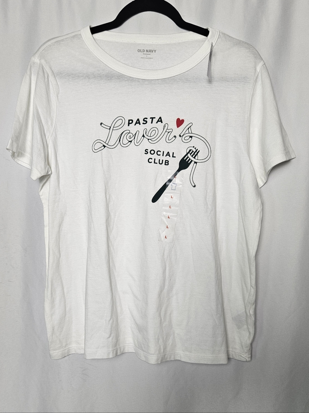 Old Navy White Graphic 'Pasta Lover's Social Club' Tee