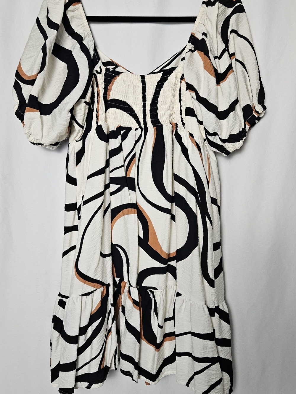 Nine West Mini Dress with Black and Tan Abstract Print photo 4