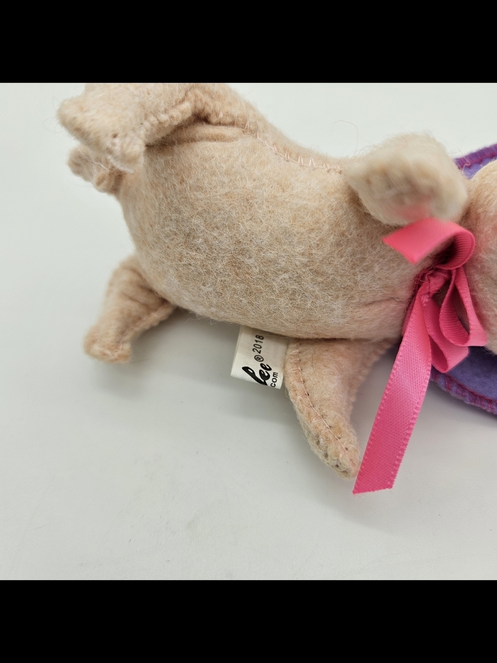 Annalee Pig Figurine with Pink & Purple Derby Hat photo 2