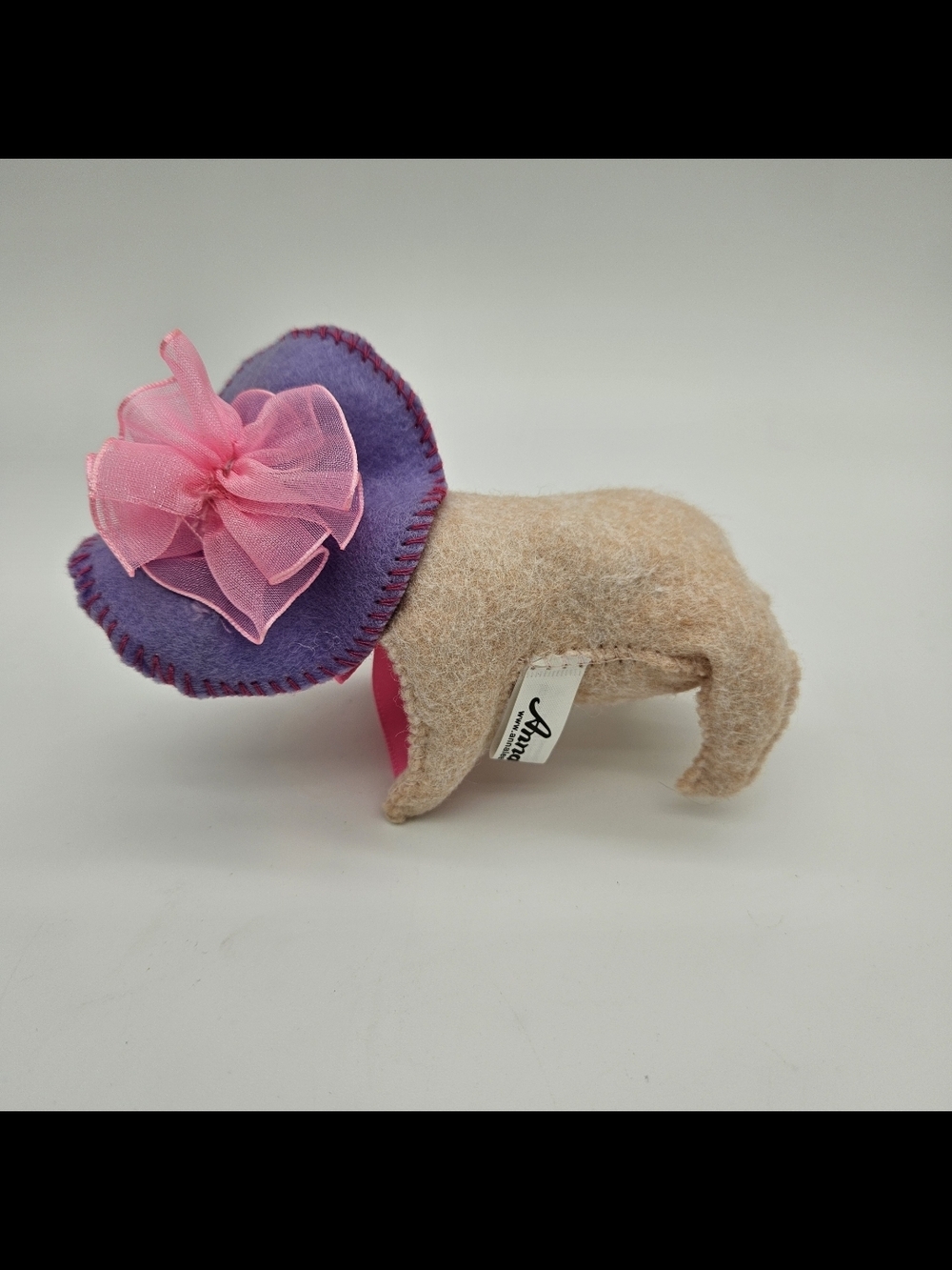 Annalee Pig Figurine with Pink & Purple Derby Hat photo 3