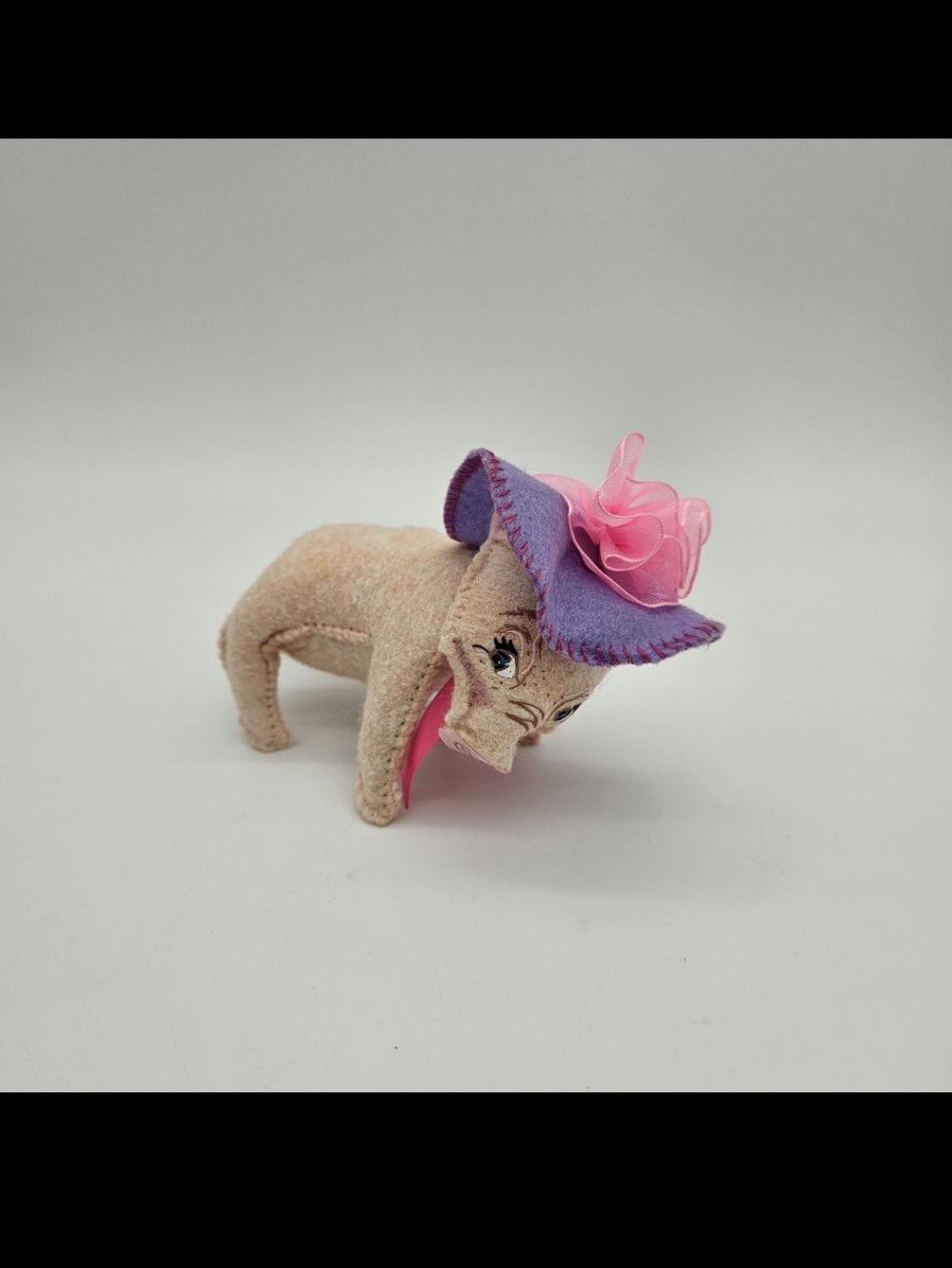 Annalee Pig Figurine with Pink & Purple Derby Hat