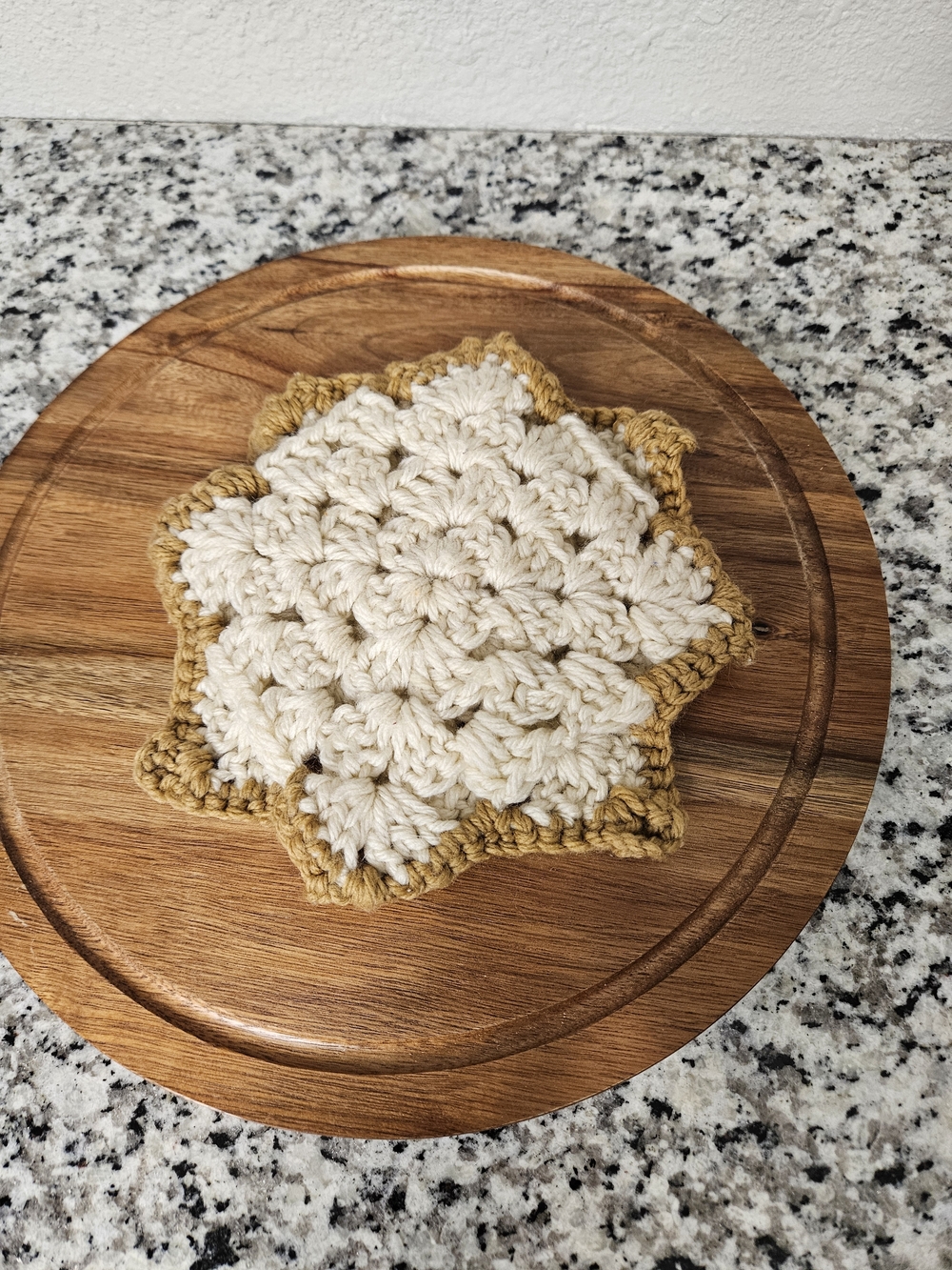 Set of 2 Handmade Cream and Brown Crochet Pot Holders photo 3