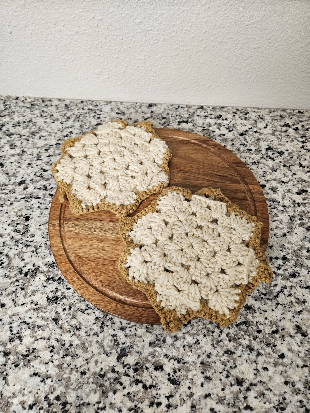 Set of 2 Handmade Cream and Brown Crochet Pot Holders