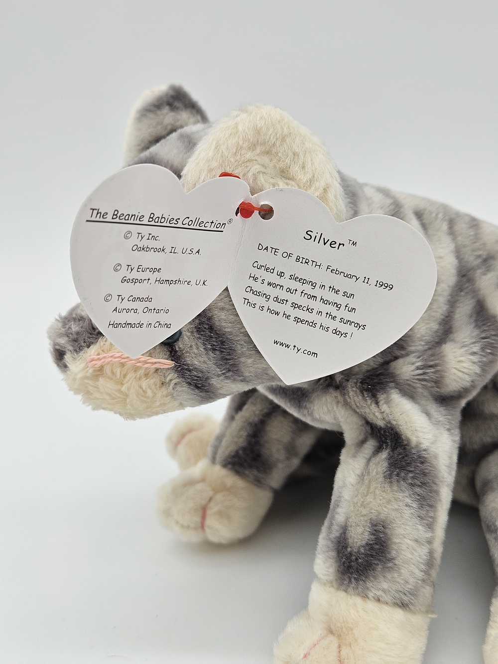Ty Beanie Baby Gray Cat- Silver photo 2