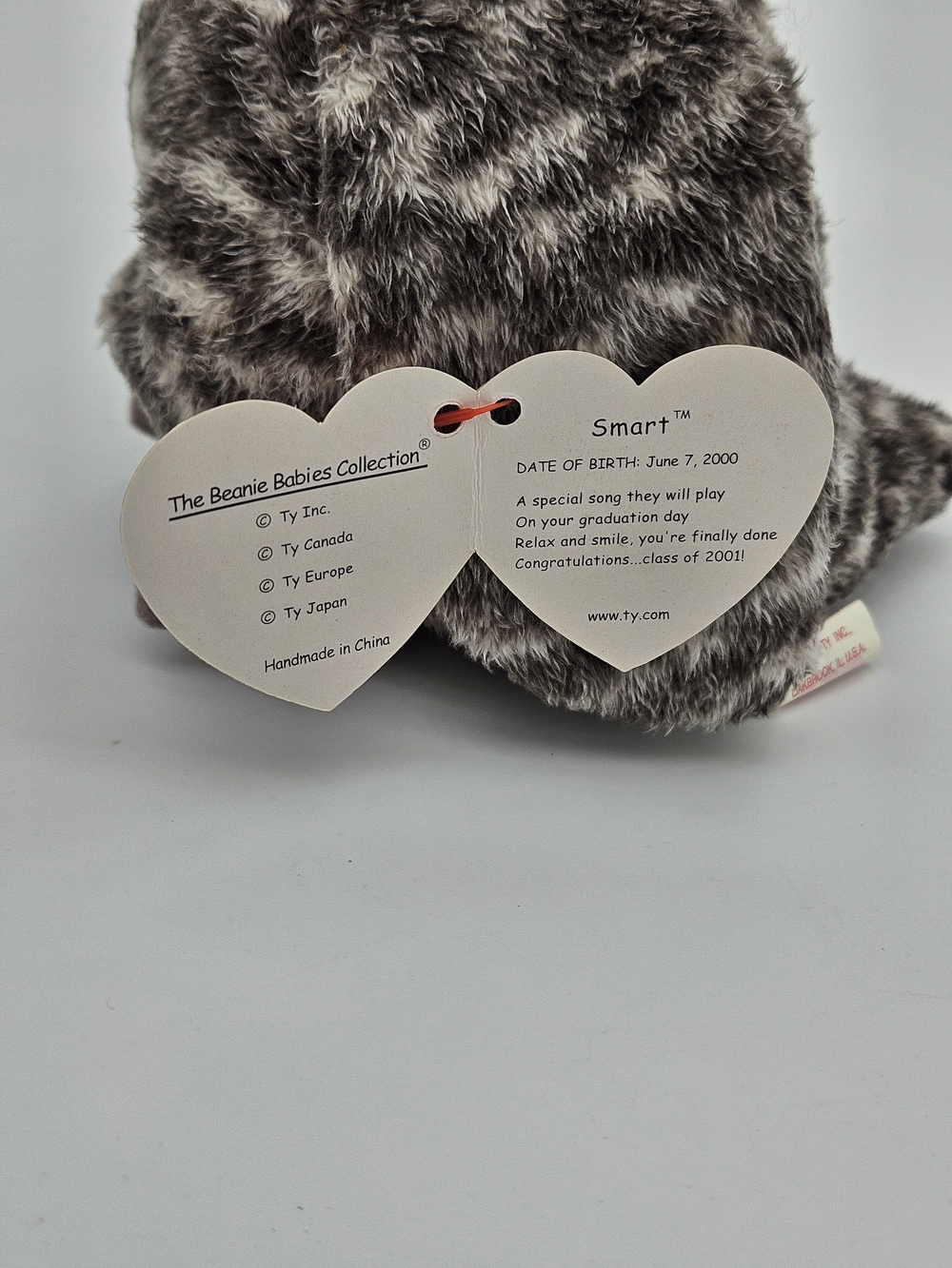 TY Gray & White Graduation Owl Plush with Cap- Smart photo 3