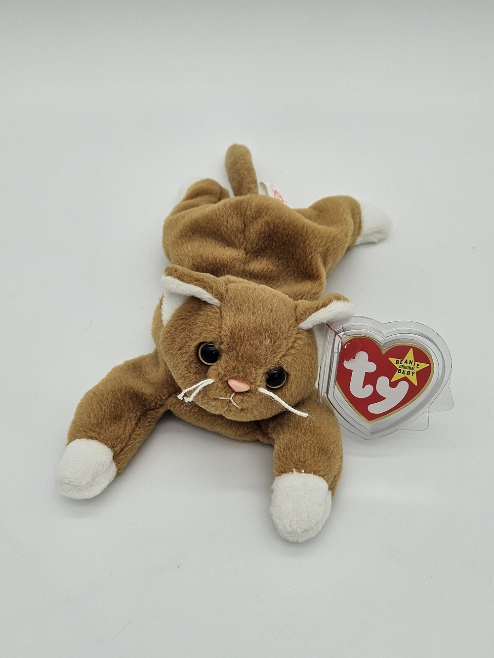 Ty Brown and White Cat Beanie Baby Plush- Nip