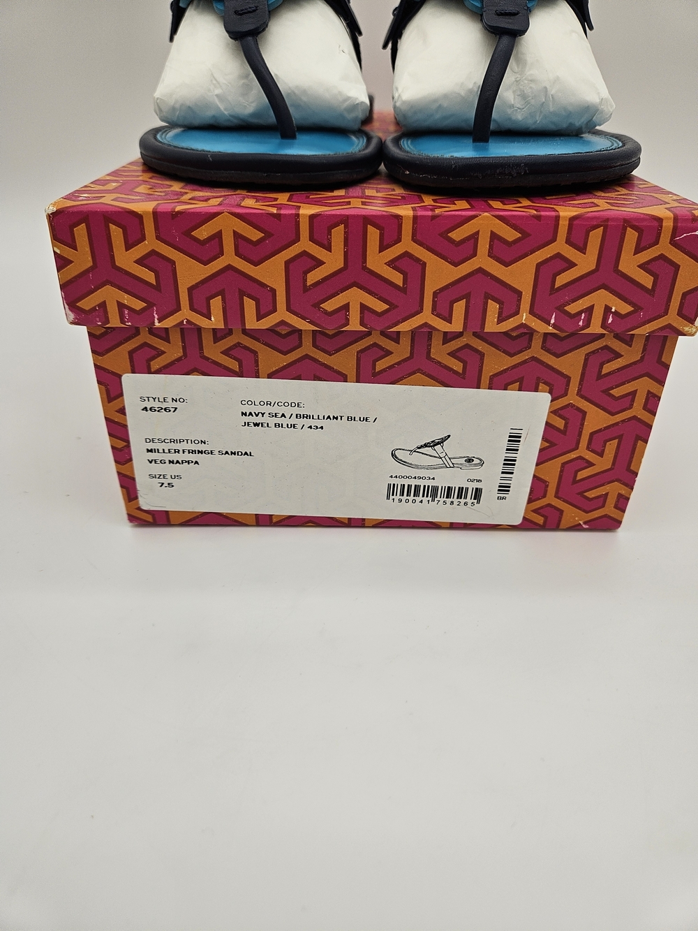 Tory Burch Miller Logo Thong Sandals in Bright Blue photo 4