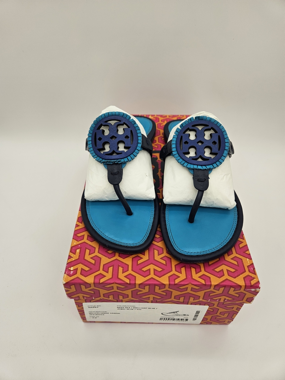Tory Burch Miller Logo Thong Sandals in Bright Blue photo 6