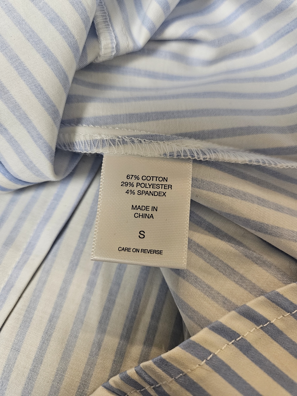 New York & Company Light Blue and White Striped Shirt Size Small photo 4