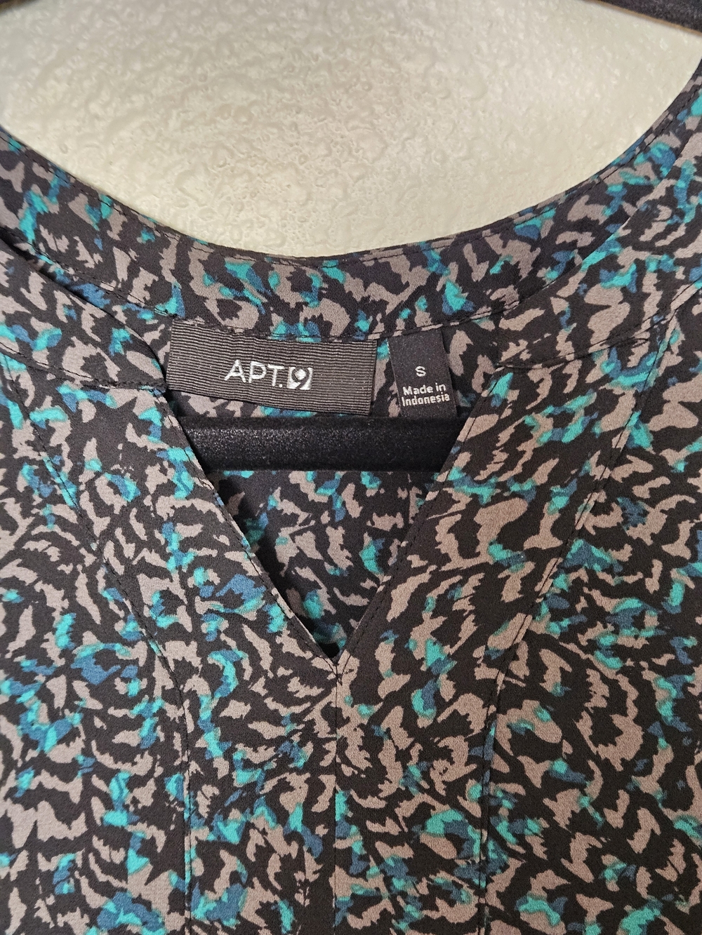 Apt. 9 Teal, Black & White Sleeveless Printed Tunic Size Small photo 2