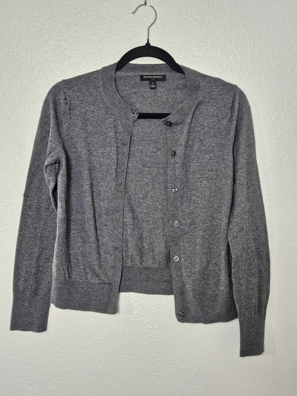 Banana Republic Women's Heather Gray Crewneck Button Cardigan Size Small