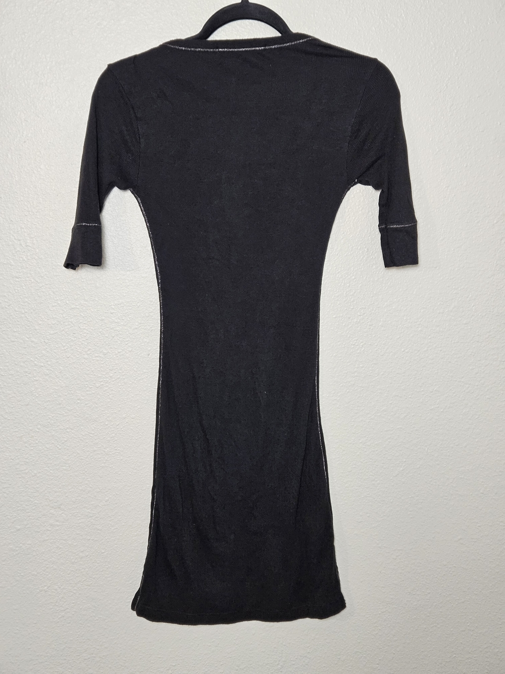 Victoria's Secret Black Henley Sleep Dress with Contrast Stitching Size Small photo 3