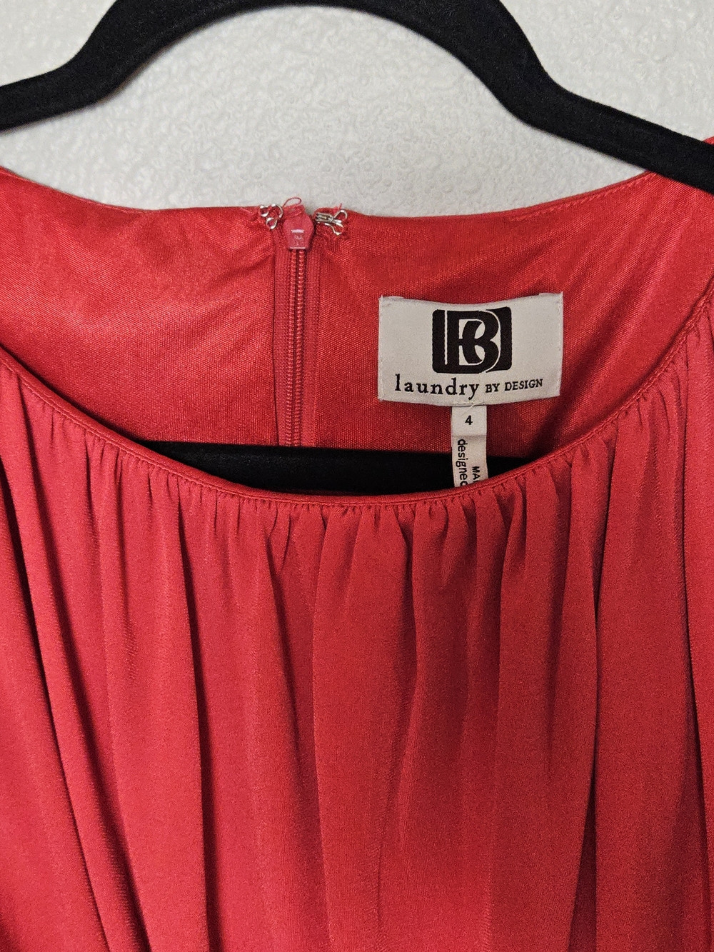 Laundry by Design Coral-Red Draped Mini Dress Size 4 photo 2