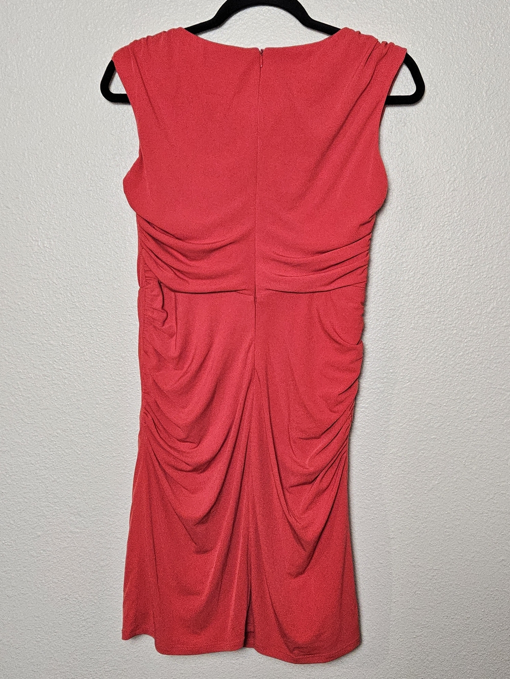 Laundry by Design Coral-Red Draped Mini Dress Size 4 photo 3