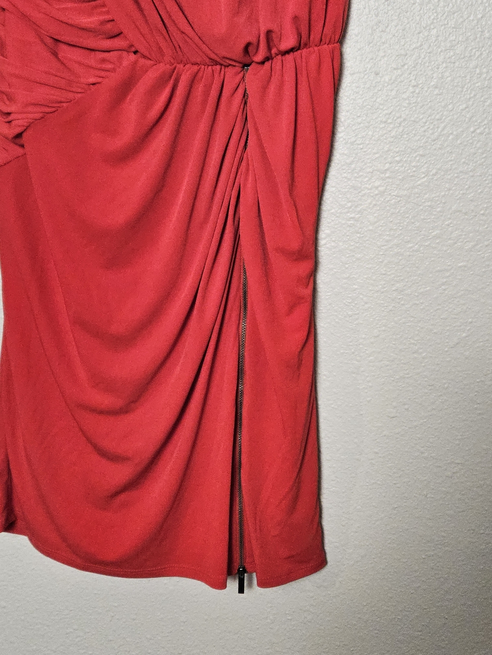 Laundry by Design Coral-Red Draped Mini Dress Size 4 photo 4