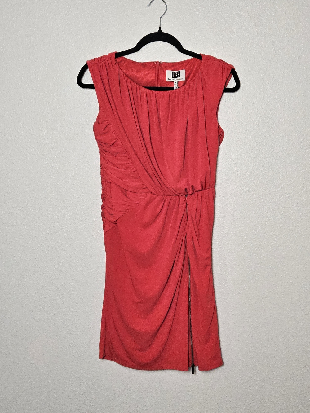 Laundry by Design Coral-Red Draped Mini Dress Size 4