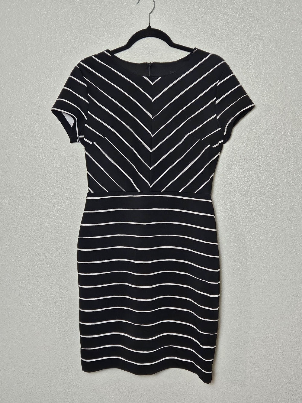 Banana Republic Black and White Striped Sheath Dress