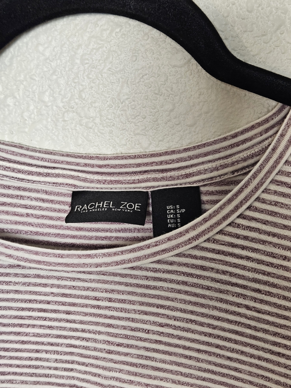 Rachel Zoe Mauve and White Striped Twist-Front Tee Size Small photo 2