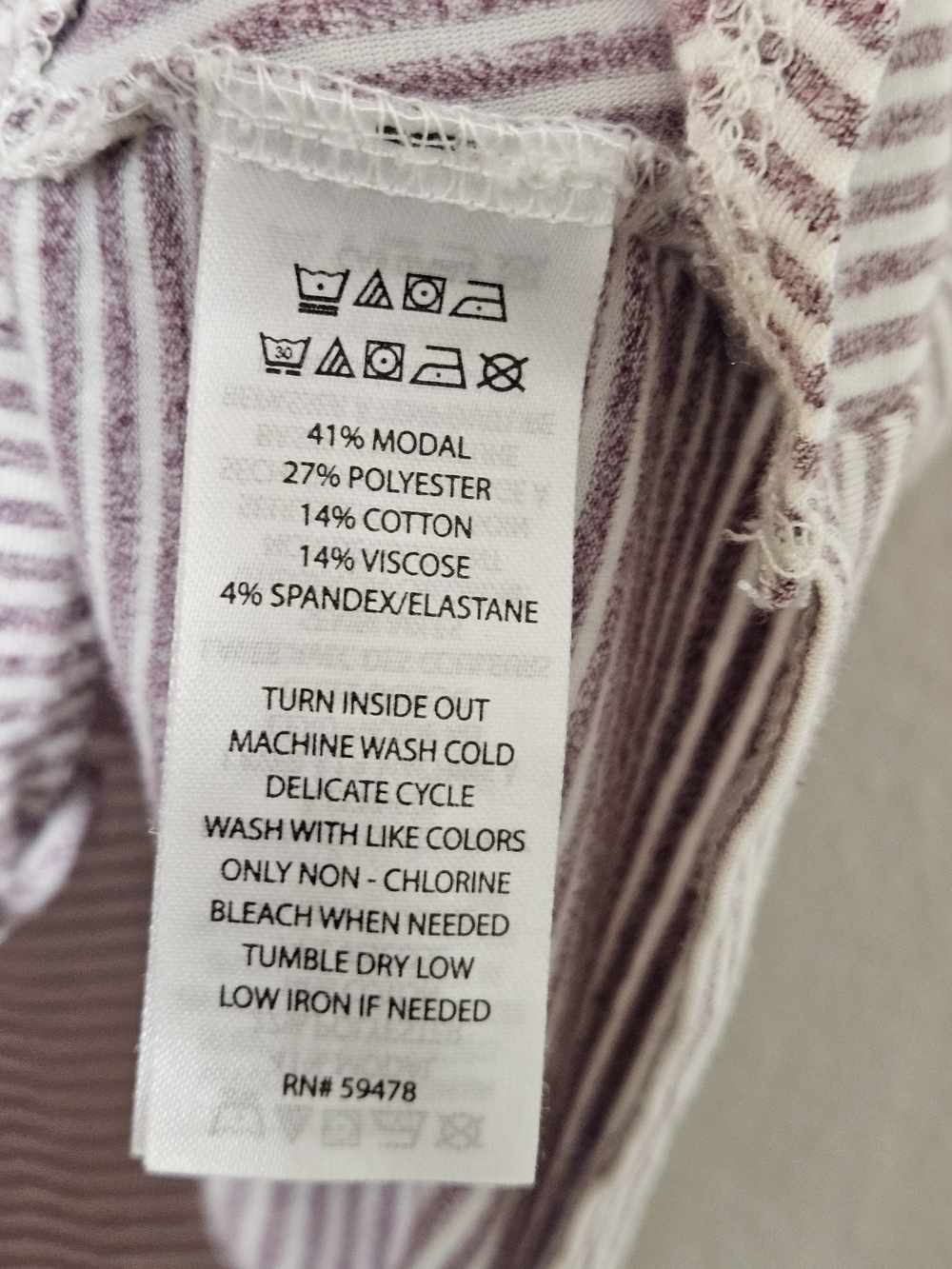 Rachel Zoe Mauve and White Striped Twist-Front Tee Size Small photo 3