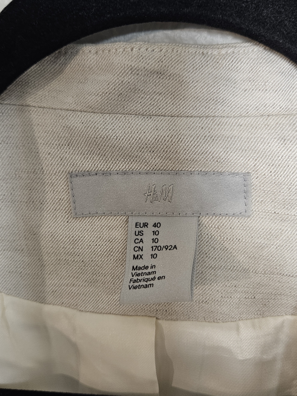 H&M Cream Linen-Blend Open Blazer Size 10 photo 2
