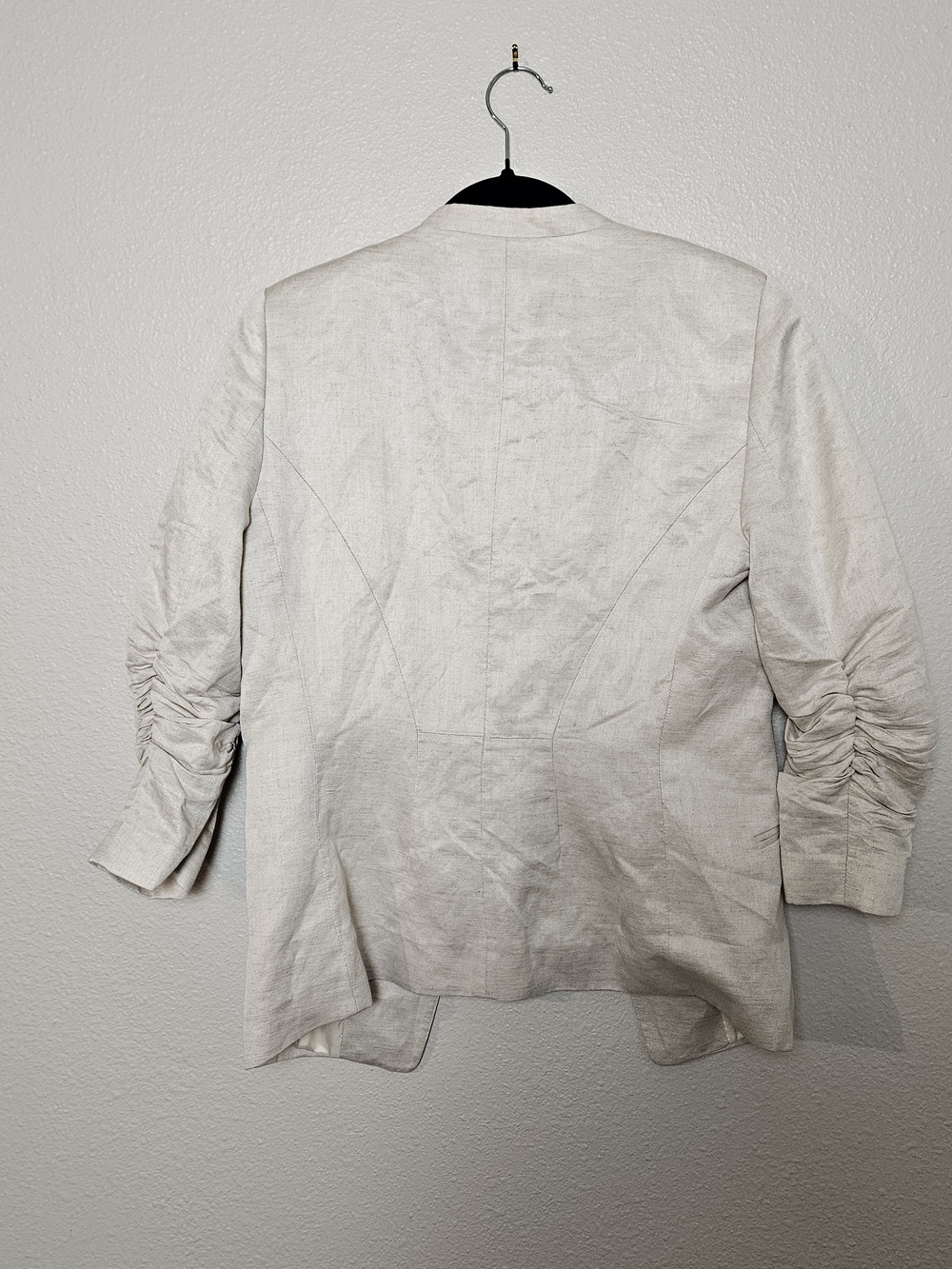 H&M Cream Linen-Blend Open Blazer Size 10 photo 4