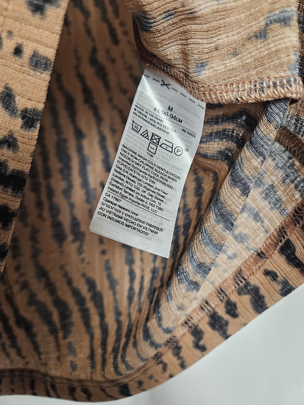 Banana Republic Tan and Black Abstract Stripe Short Sleeve Top photo 3