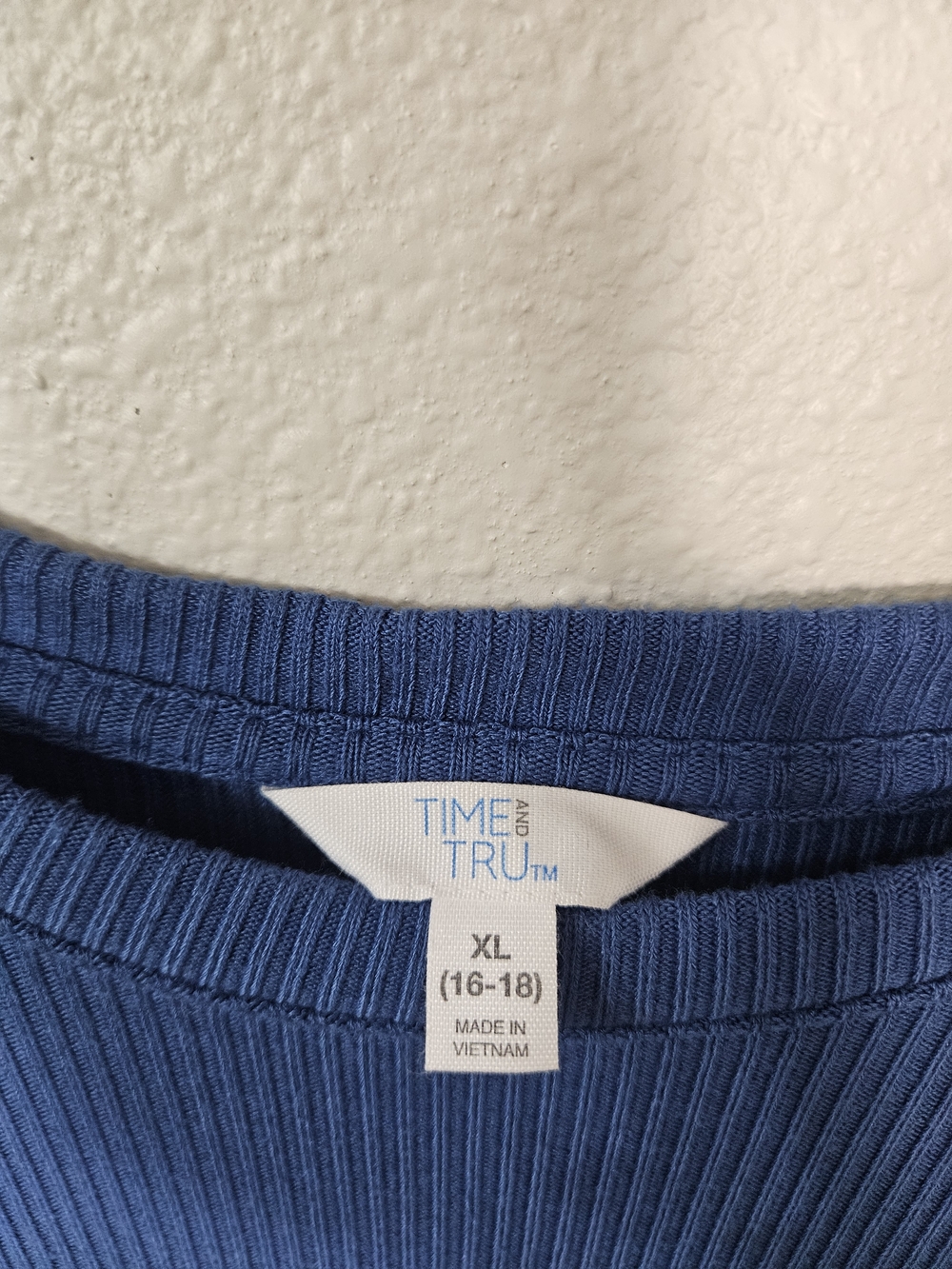 Time and Tru Blue Ribbed Maxi Dress Size XL photo 2