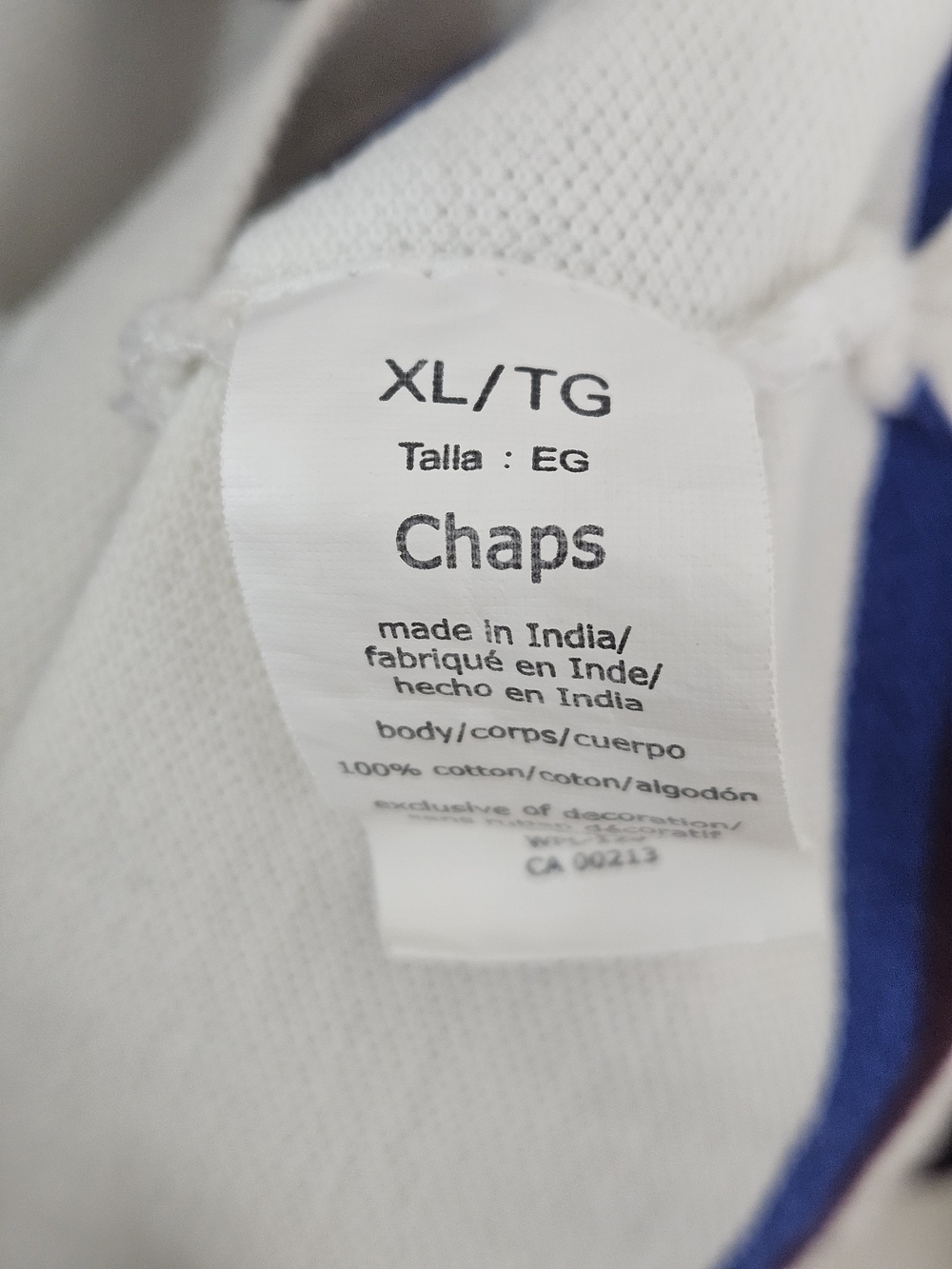Chaps WhitevLong-Sleeve Polo with Navy and Royal Blue Stripes Size XL photo 3