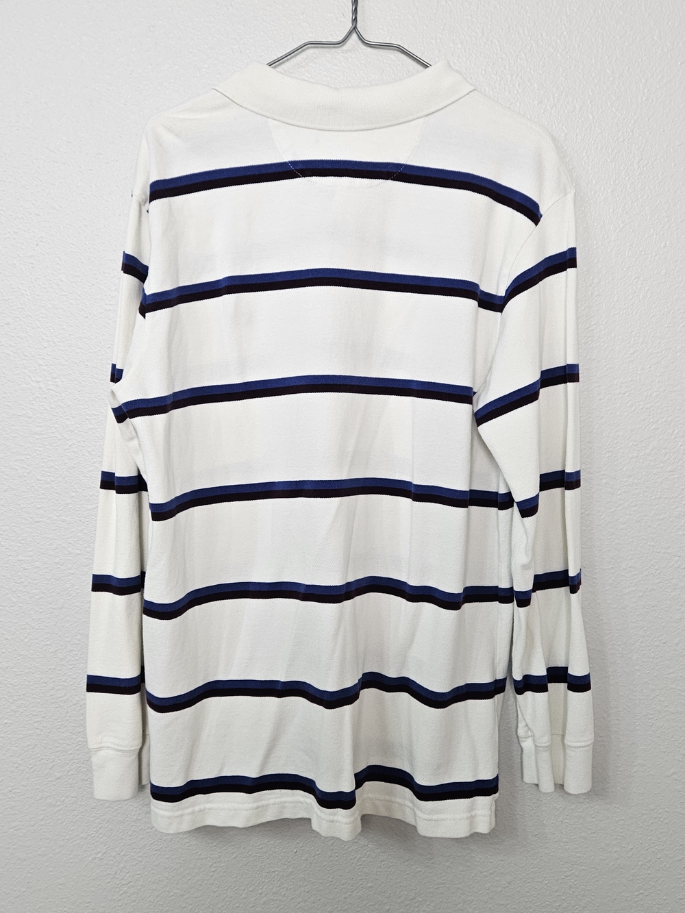 Chaps WhitevLong-Sleeve Polo with Navy and Royal Blue Stripes Size XL photo 4