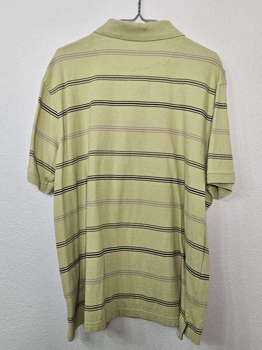 Sonoma Men's Light Green Striped Polo with Black and Tan Accents Size XL photo 4