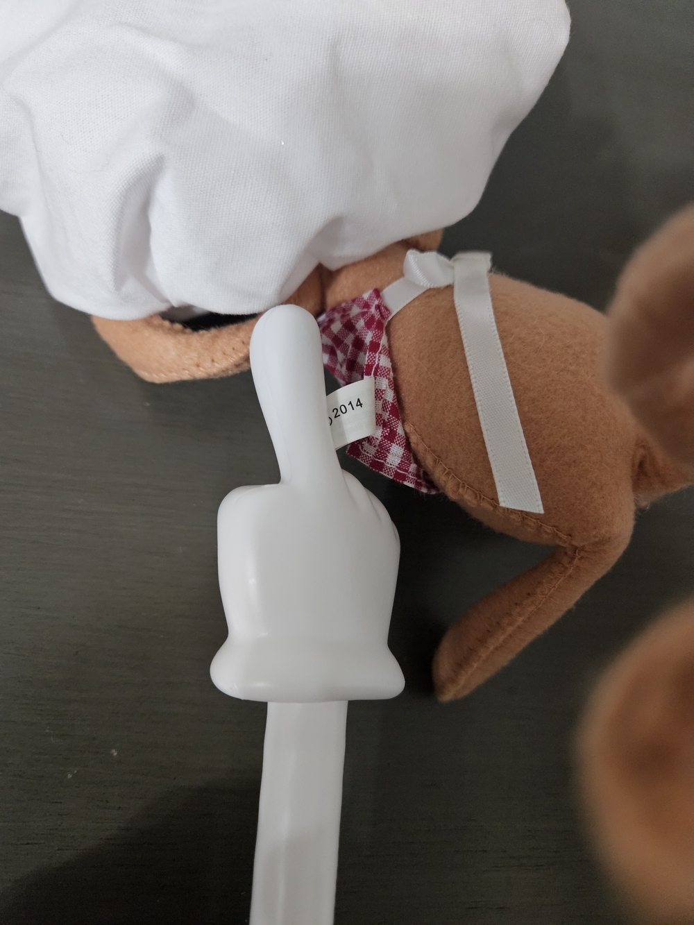 Annalee Kiss the Cook White Chef Hat Plush Mouse with Red Gingham Apron 2014 photo 4