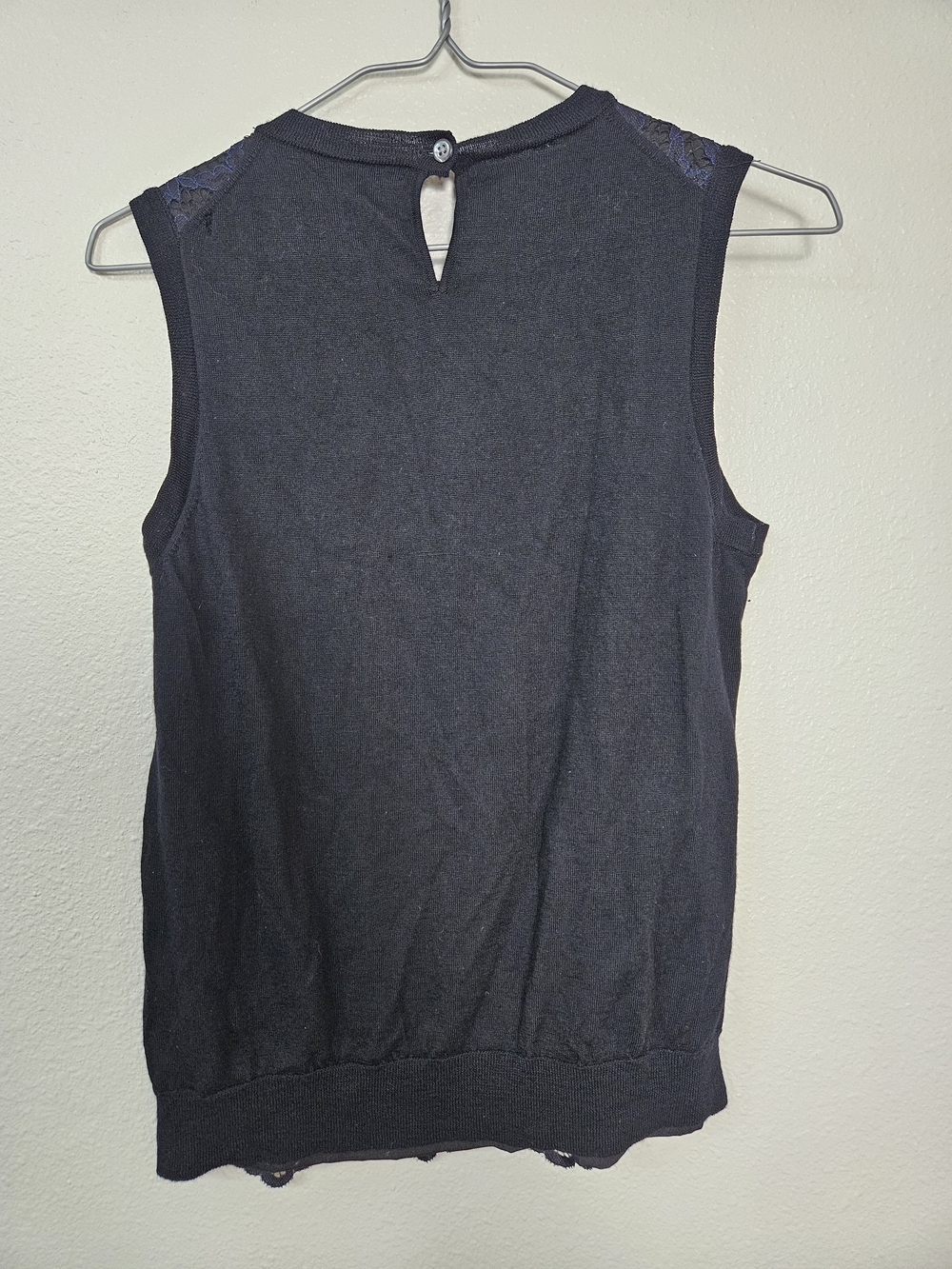 J. Crew Navy Blue Lace Sleeveless Tank photo 3