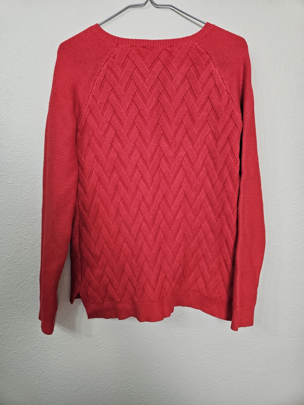 Cyrus Women's Bright Red Cable Crewneck Sweater Size Small photo 4