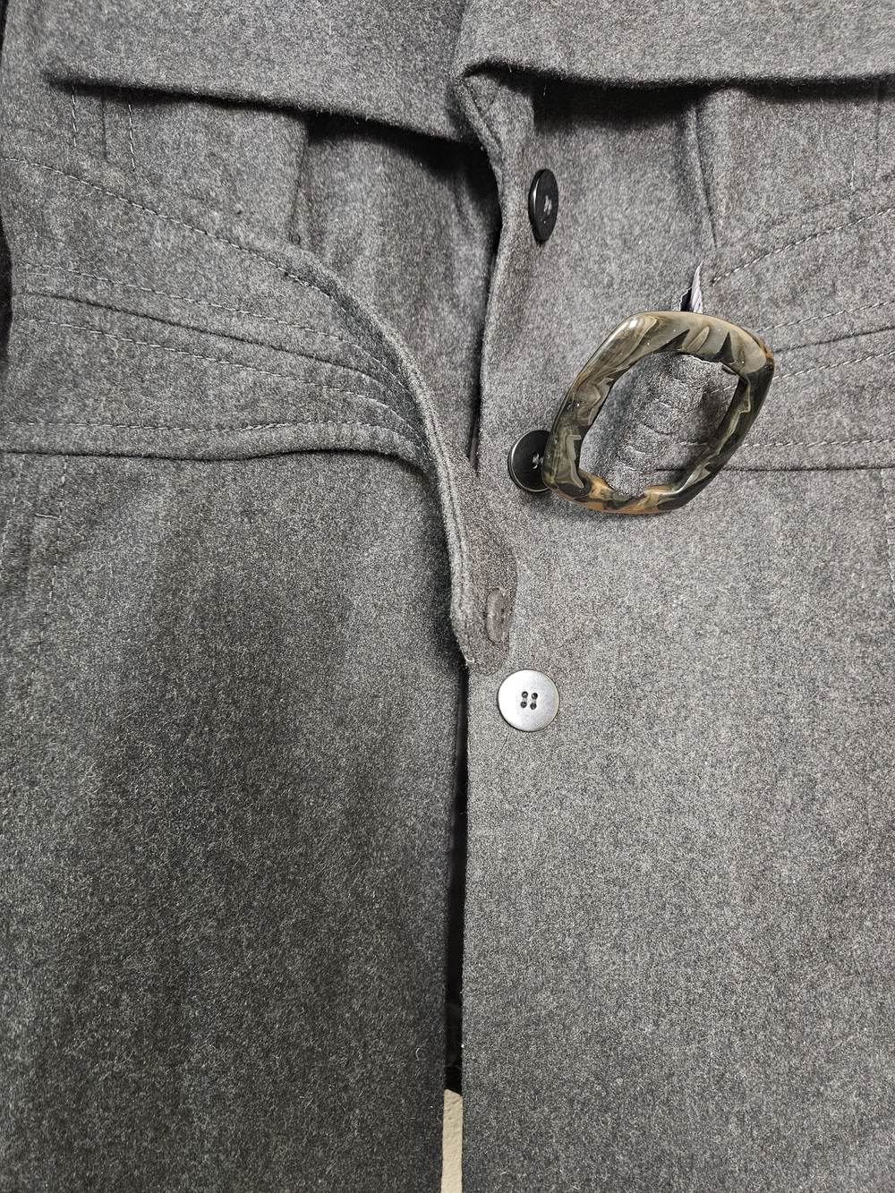 Jessica Simpson Charcoal Gray Wool-Blend Pea Coat with Buckle Belt Size Small photo 3