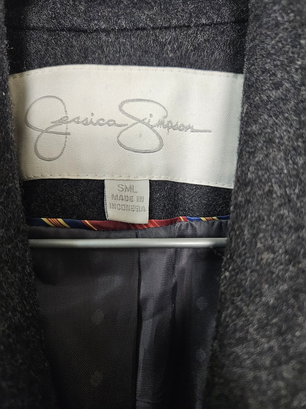 Jessica Simpson Charcoal Gray Wool-Blend Pea Coat with Buckle Belt Size Small photo 4