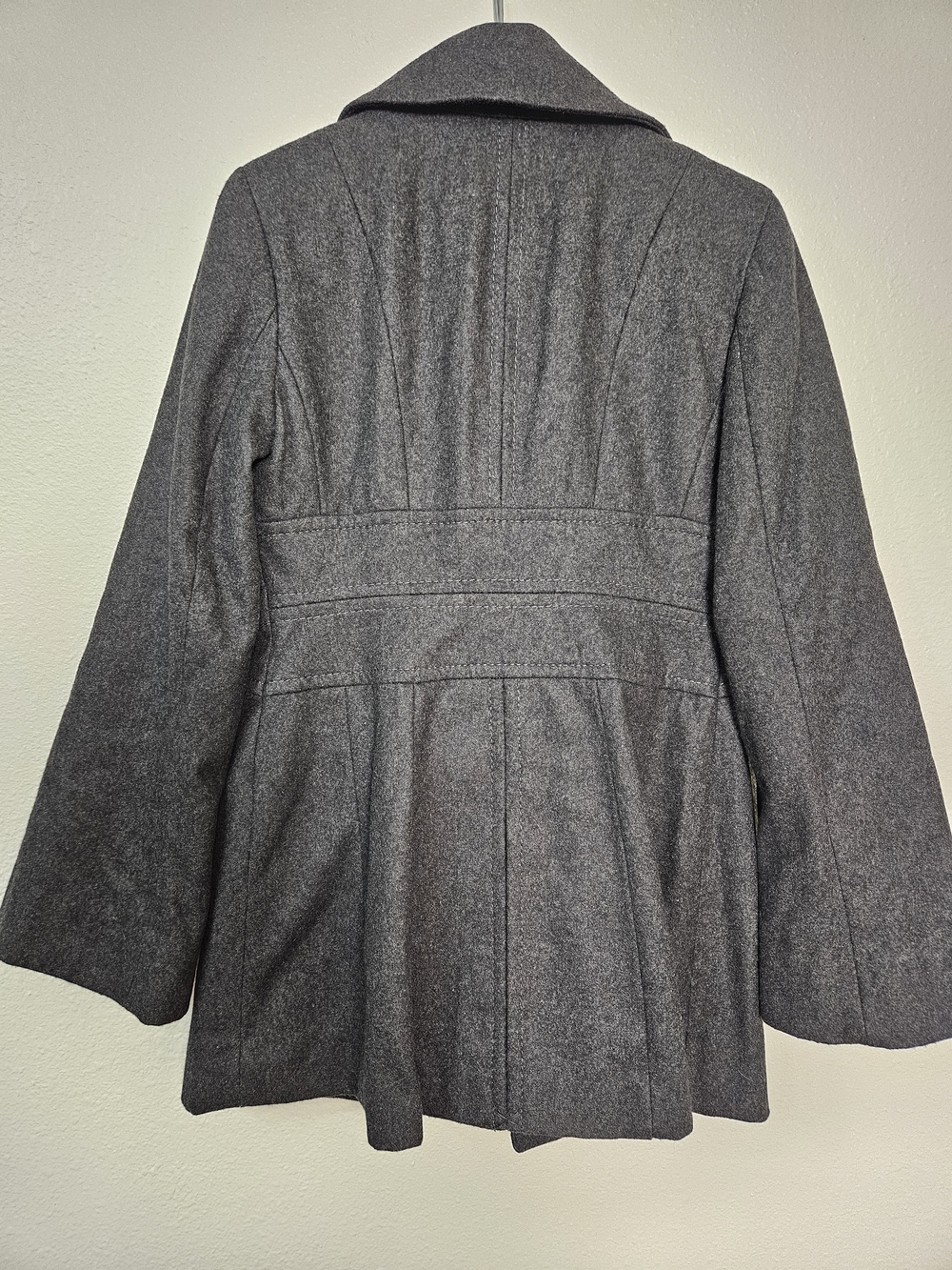 Jessica Simpson Charcoal Gray Wool-Blend Pea Coat with Buckle Belt Size Small photo 6