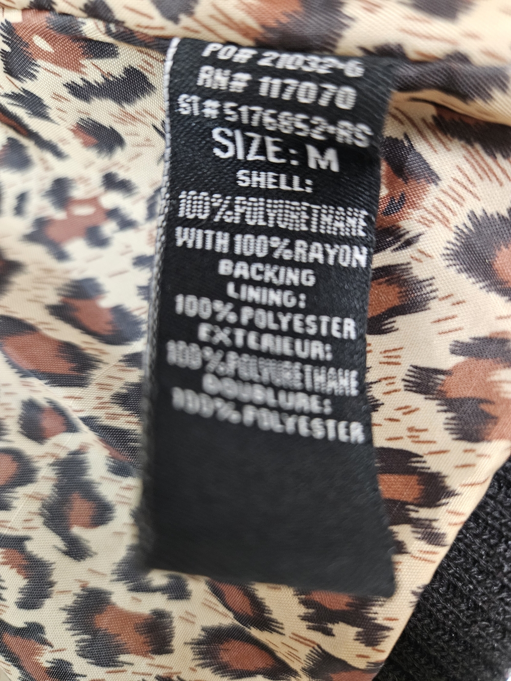 therapy Black Faux Leather Jacket with Leopard Lining Size Medium photo 4