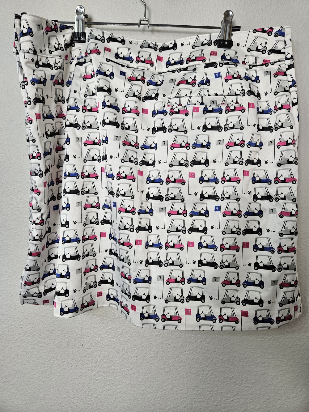 Izod White Skort with Blue, Black and Pink Golf Carts Print Size 10 photo 4