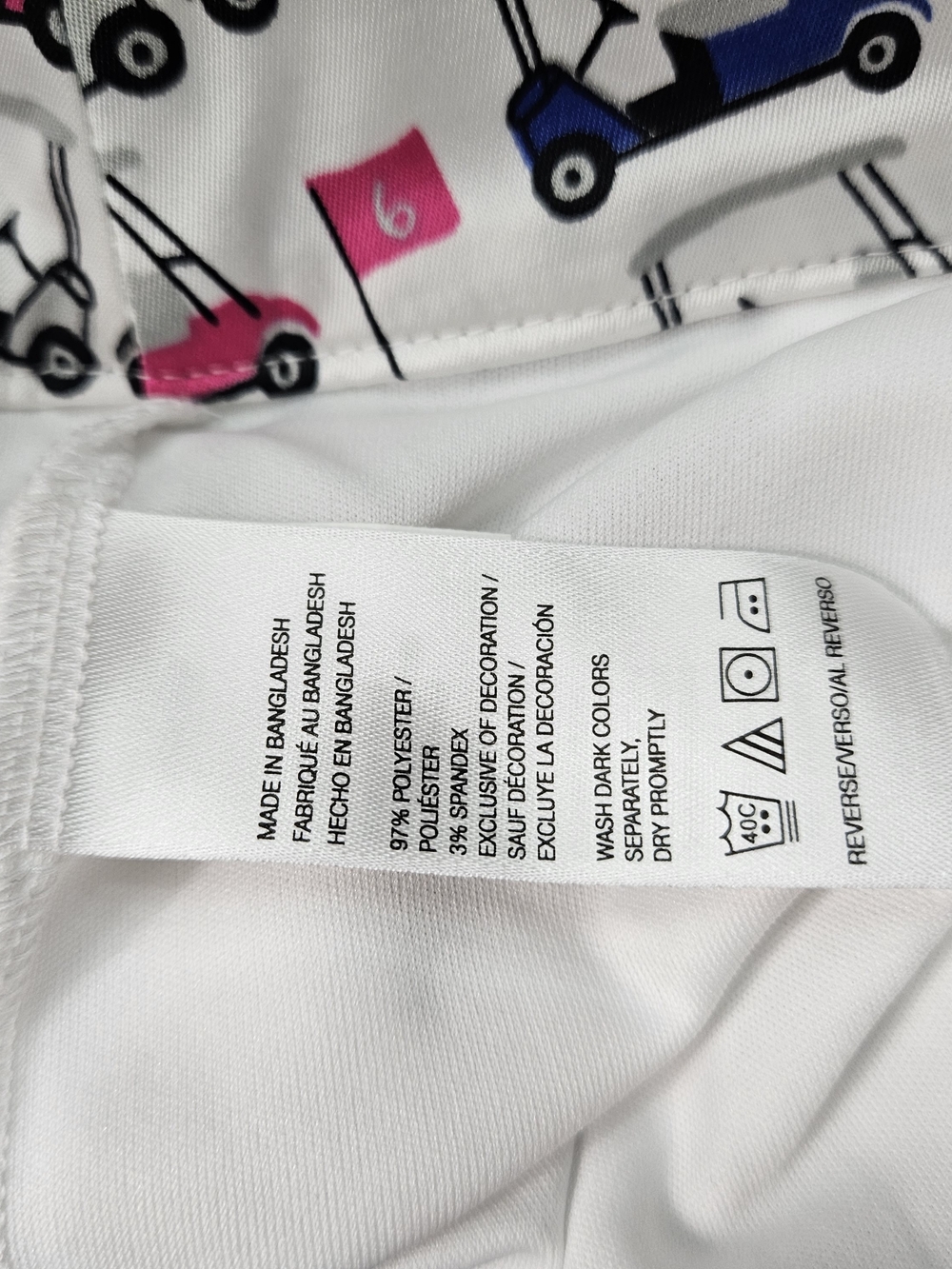 Izod White Skort with Blue, Black and Pink Golf Carts Print Size 10 photo 6
